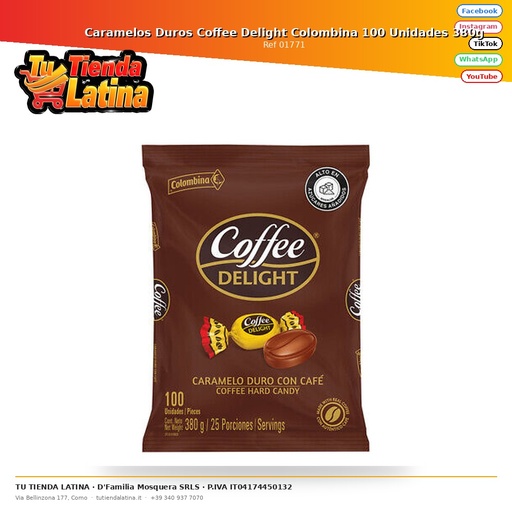[01771] ​Caramelos Duros Coffee Delight Colombina 100 Unidades 380g