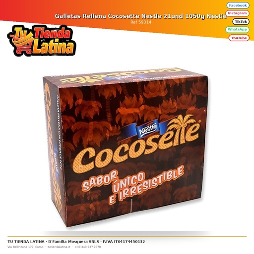 [59314] Nestle Cocosette Stuffed Cookies 21 units 1050g Nestle