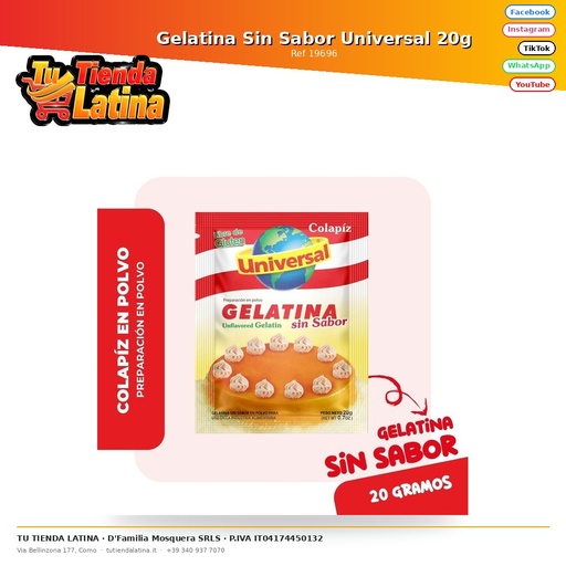 [19696] Universal Unflavored Gelatin 20g