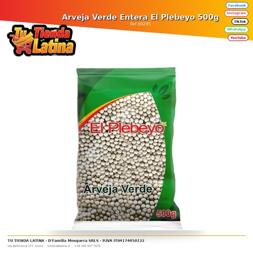 [69295] El Plebeyo Piselli Interi 500g