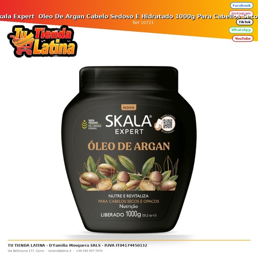 [10721] Skala Expert  Oleo De Argan Cabelo Sedoso E Hidratado 1000g Para Cabellos Secos E Opacos