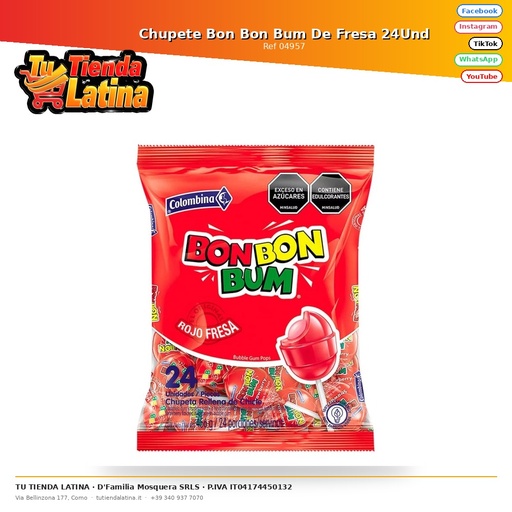 [04957] Bon Bon Bum Strawberry Pacifier 24 Units