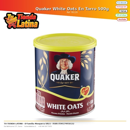 [78119] Quaker White Oats En Tarro 500g