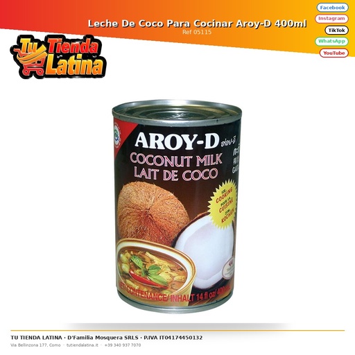 [05115] Coconut Milk for Cooking Aroy-D 400ml