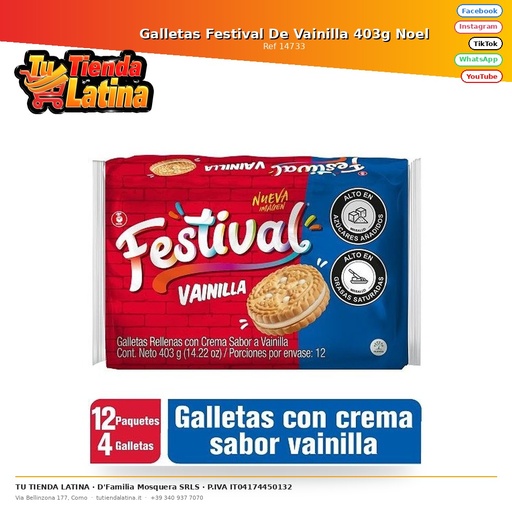 [14733] Galletas Festival De Vainilla 403g Noel
