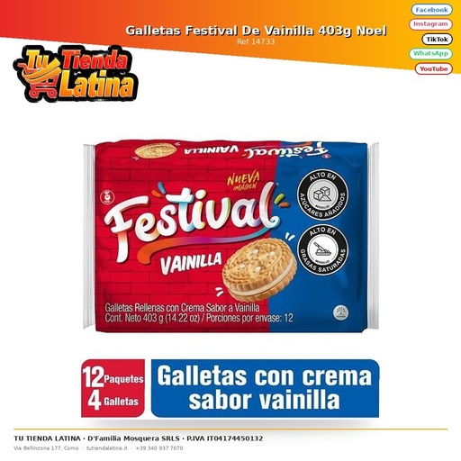 [14733] Vanilla Festival Cookies 403g Noel