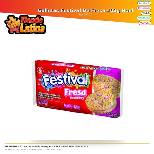 [14757] Galletas Festival De Fresa 403g Noel