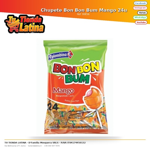 [30856]  Chupete Bon Bon Bum Mango 24u