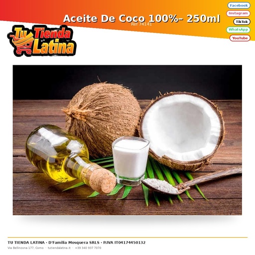 [74141] Olio di Cocco 100% – 250ml