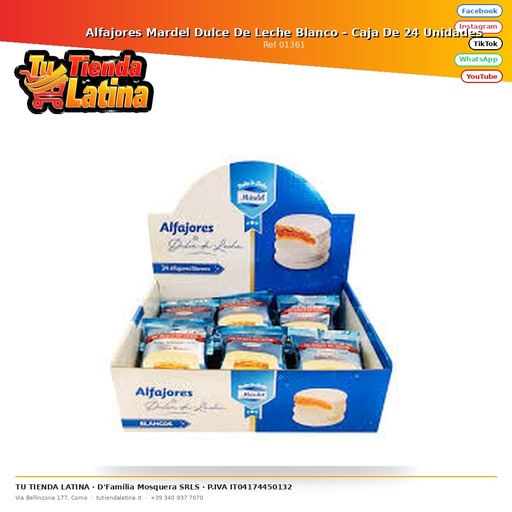[01361] Alfajores Mardel Dulce De Leche Blanco – Caja De 24 Unidades