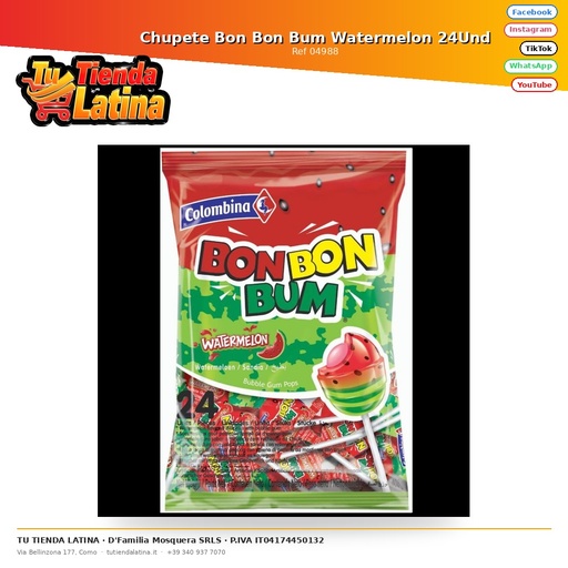 [04988] Chupete Bon Bon Bum Watermelon 24Und