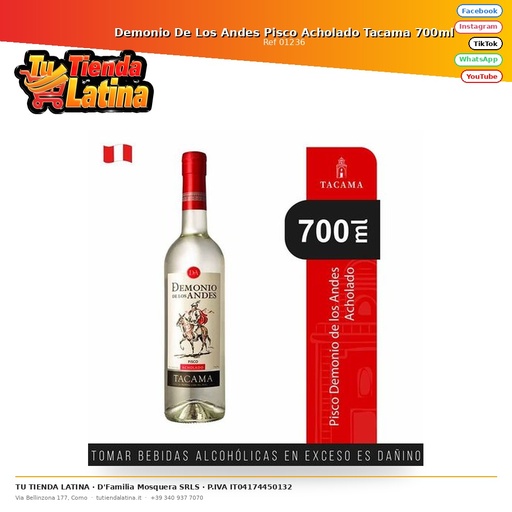[01236] Demonio De Los Andes Pisco Acholado Tacama 700ml