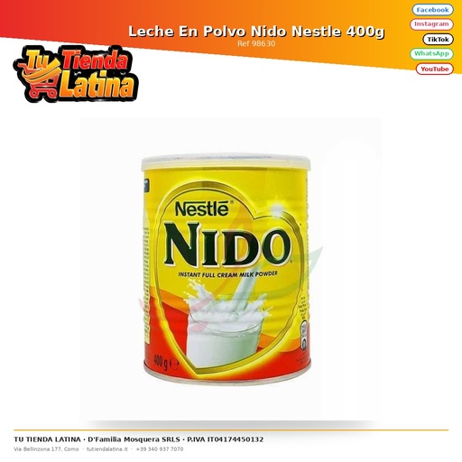 [98630] Leche En Polvo Nido Nestle 400g