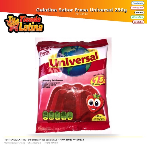 [13413] Gelatina Sabor Fresa Universal 250g