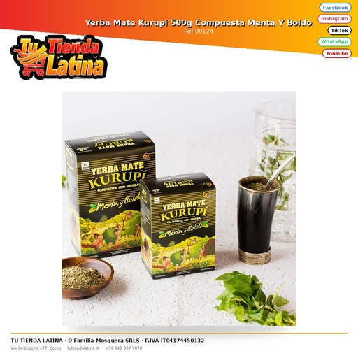 [00124] Yerba Mate Kurupi 500g Compuesta Menta Y Boldo