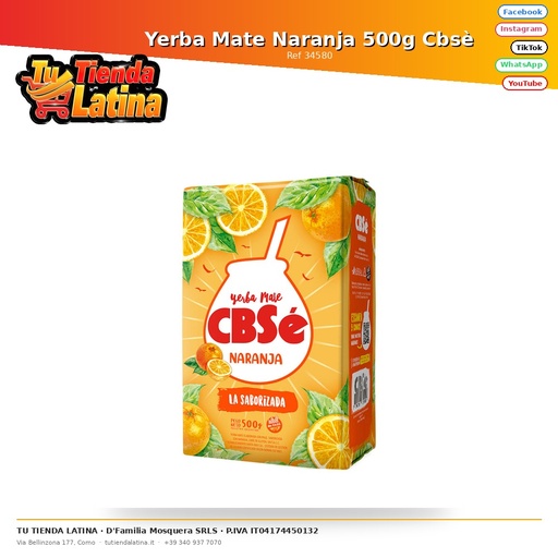 [34580] Yerba Mate Naranja 500g Cbsè