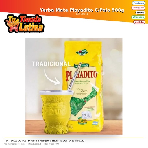 [00911] Yerba Mate Playadito C/Palo 500g