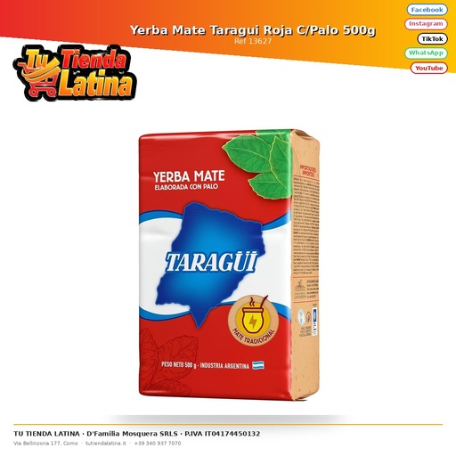 [13627] Yerba Mate Taragui Rossa C/Palo 500g
