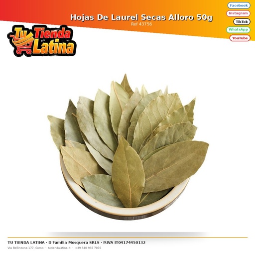 [43756] Hojas De Laurel Secas Alloro 50g