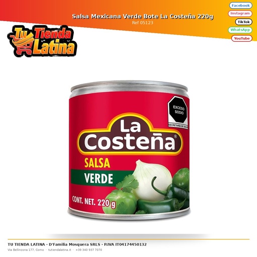[05123] Salsa Mexicana Verde Bote La Costeña 220g