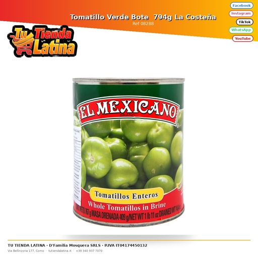 [08288] Tomatillo Verde Bote  794g La Costeña