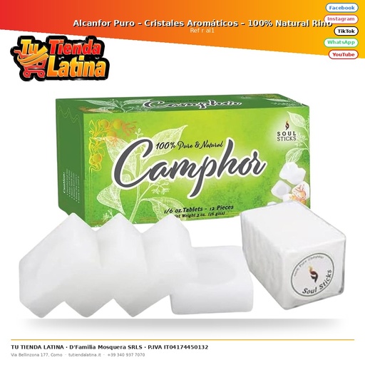 [r al1] Alcanfor Puro – Cristales Aromáticos – 100% Natural Rino