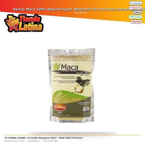 [00120] Harina Maca 100% Natural Super Alimentos De Los Incas Intertropico 250g