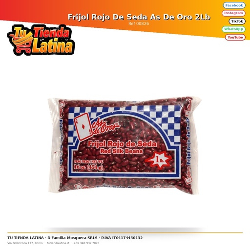 [00826] Frijol Rojo De Seda As De Oro 2Lb