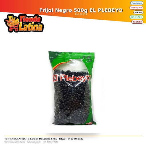 [69219] Frijol Negro 500g EL PLEBEYO