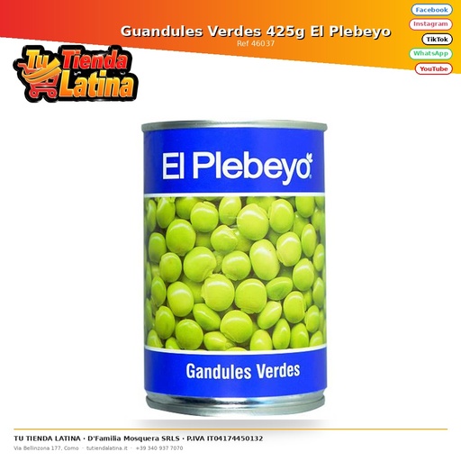 [46037] Guandules Verdes 425g El Plebeyo