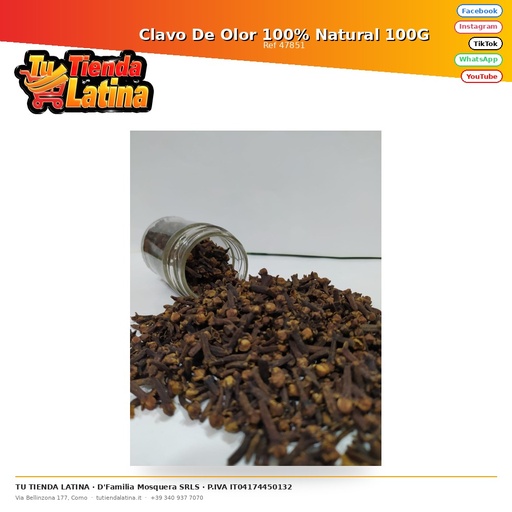 [47851] Clavo De Olor 100% Natural 100G
