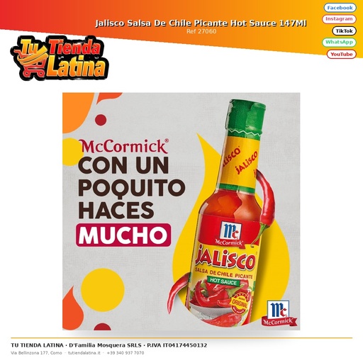 [27060] Jalisco Salsa De Chile Picante Hot Sauce 147Ml