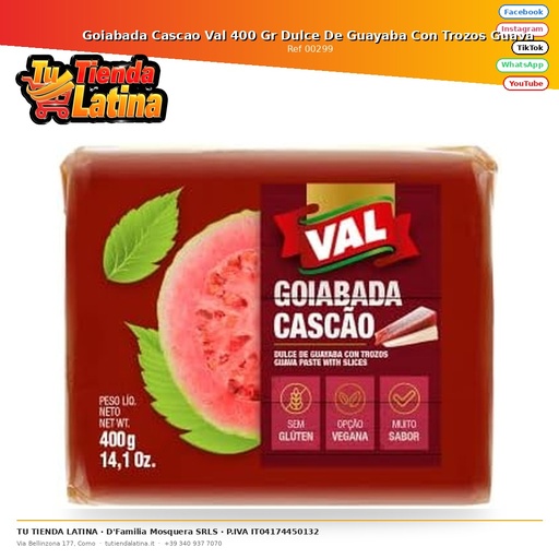 [00299] Goiabada Cascao Val 400 Gr Dulce De Guayaba Con Trozos Guava 