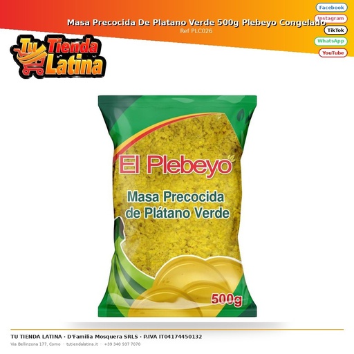 [PLC026] Impasto Precotto di Platano Verde 500g Plebeyo Congelato