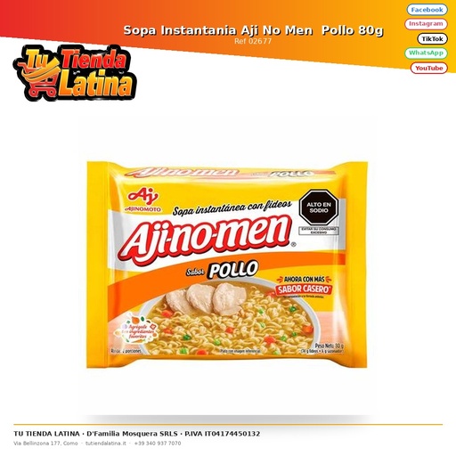 [02677] Sopa Instantania Aji No Men  Pollo 80g
