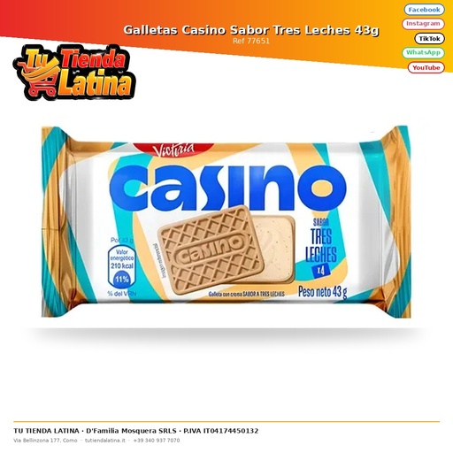 [77651] Tres Leches Flavor Casino Cookies 43g