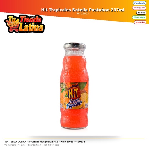 [27853] Bottiglia Hit Tropicales Postobon da 237 ml