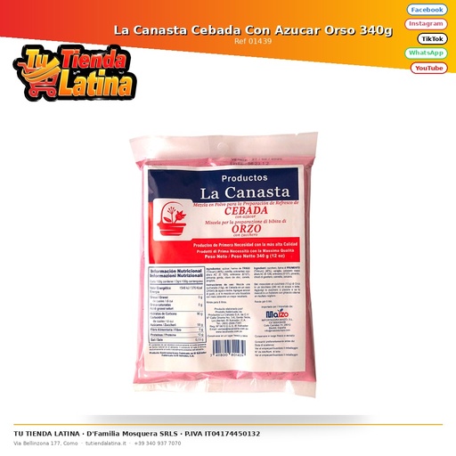 [01439] La Canasta Cebada Con Azucar Orso 340g