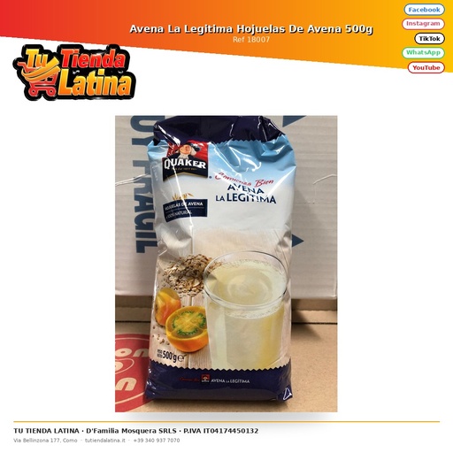 [18007] Avena La Legitima Hojuelas De Avena 500g
