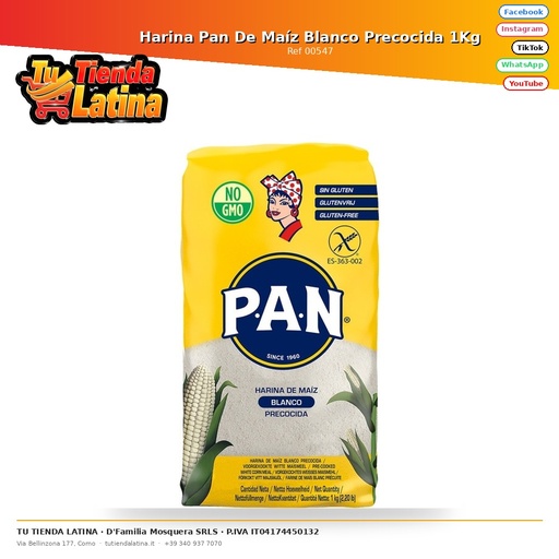 [00547] Harina Pan De Maíz Blanco Precocida 1Kg
