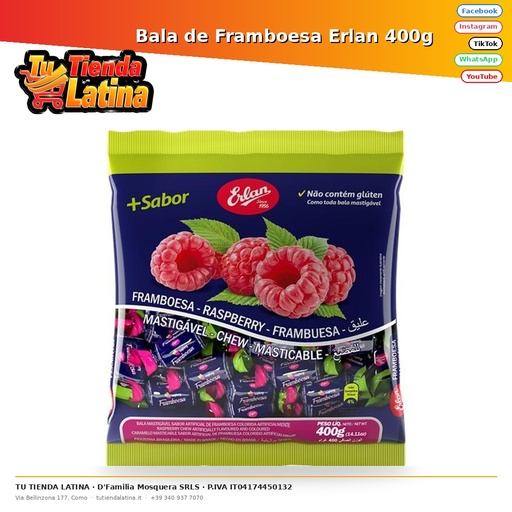 Bala de Framboesa Erlan 400g