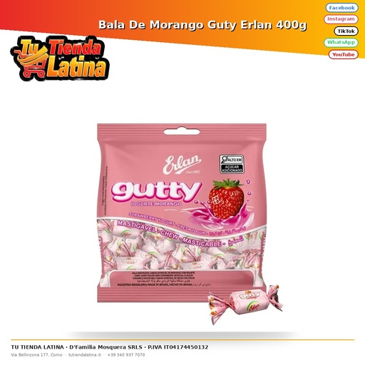 Bala De Morango Guty Erlan 400g