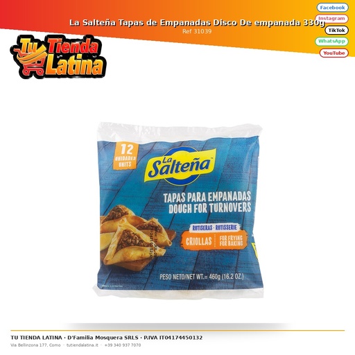 [31039] La Salteña Tapas de Empanadas Disco De empanada 330g