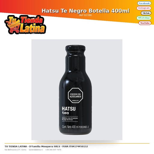 [02386] Hatsu Te Negro Botella 400ml