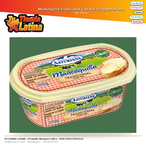 [32216] Mantequilla Tradicional Con Sal 250g Asturiana