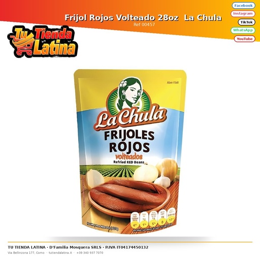 [00457] Red Beans Flipped 28oz La Chula