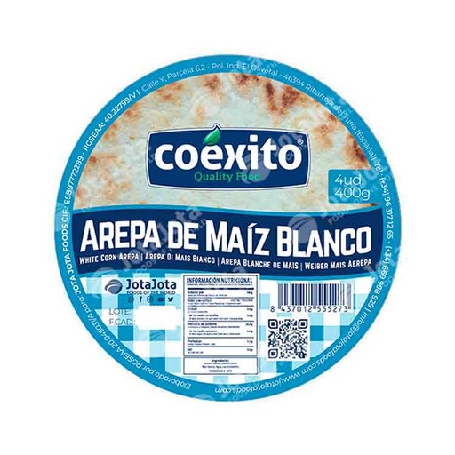 [CON00139] FROZEN WHITE CORN AREPA 5 units 450gr COEXITO